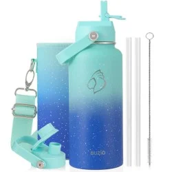 Buzio Duet Series Water Bottle with 2 Lids and Sleeve 1L -  Starry Pacific